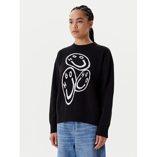 HUGO Sweter Seginy 50543020 Czarny Regular Fit ze sklepu MODIVO w kategorii Swetry damskie - zdjęcie 183992850