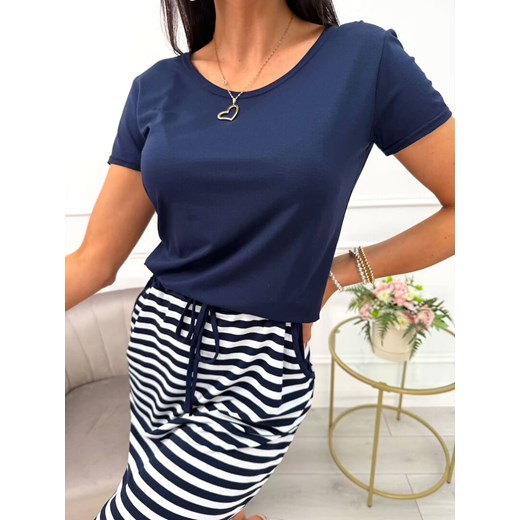 Sukienka wielokolorowa Modnakiecka.pl w paski mini 