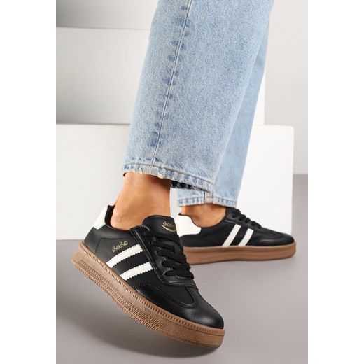Czarno-Białe Sneakersy Sportowe z Ozdobnymi Paskami i Przeszyciami Wenilan ze sklepu renee.pl w kategorii Buty sportowe damskie - zdjęcie 183994142