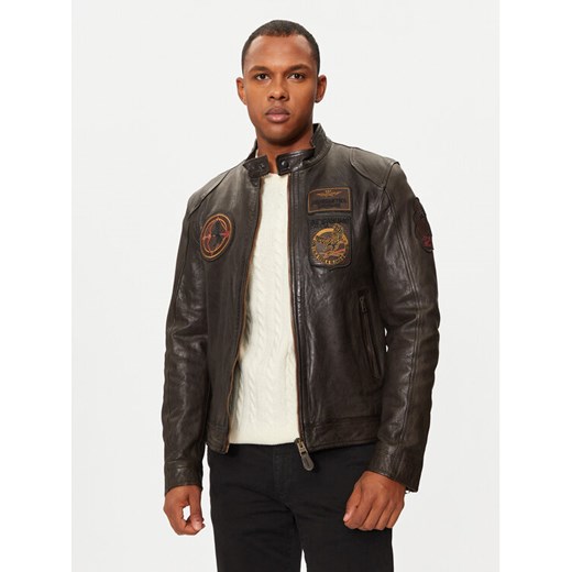 Aeronautica Militare Kurtka skórzana 242PN954PL147 Brązowy Regular Fit ze sklepu MODIVO w kategorii Kurtki męskie - zdjęcie 183995800