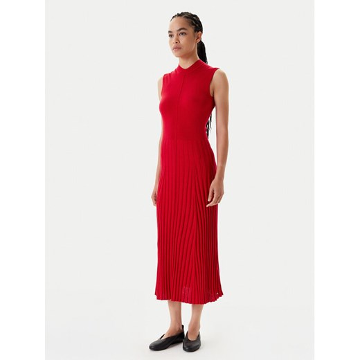 Tommy Hilfiger Sukienka dzianinowa WW0WW45653 Czerwony Slim Fit ze sklepu MODIVO w kategorii Sukienki - zdjęcie 183995804
