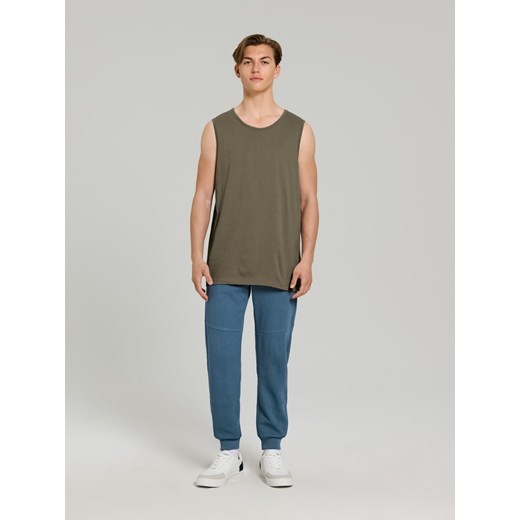 Sinsay - Bawełniany tank top basic - khaki Sinsay XS Sinsay