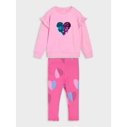 Sinsay - Komplet dzianinowy z ozdobnymi cekinami - begonia Sinsay 74 (6-9 m) Sinsay