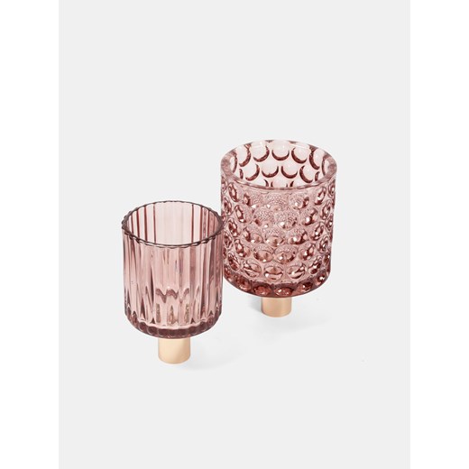 Sinsay - Szklane świeczniki 2 pack - różowy Sinsay One Size Sinsay