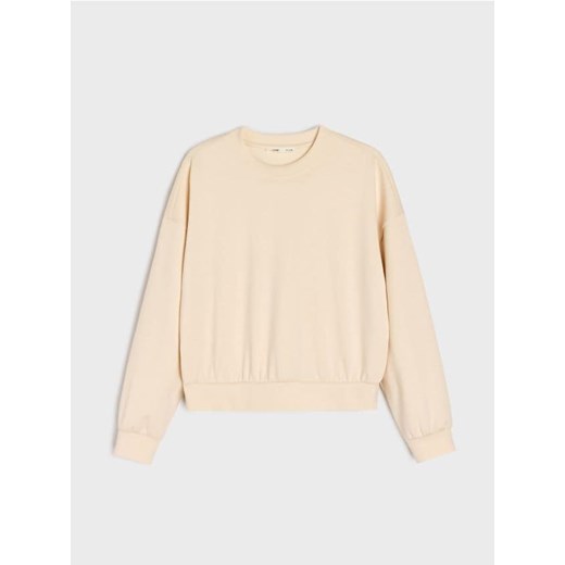 Sinsay - Gładka bluza z długim rękawem soft touch - kremowy ze sklepu Sinsay w kategorii Bluzy damskie - zdjęcie 183998113
