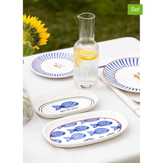 Hermia Półmiski (2 szt.) w kolorze niebiesko-białym - 21 x 12 cm ze sklepu Limango Polska w kategorii Misy i tace dekoracyjne - zdjęcie 184001022