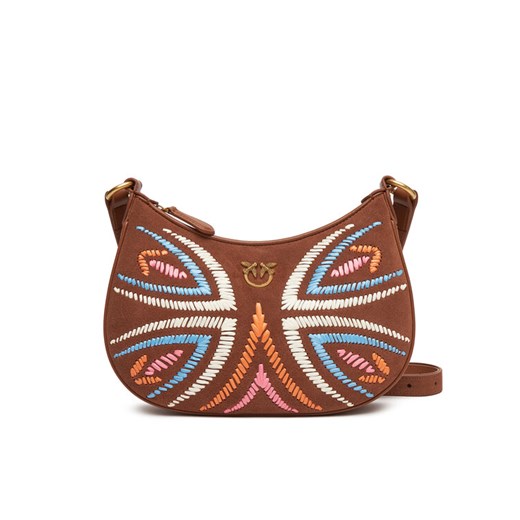 Torebka PINKO Half Moon Mini Fl PE 25 PLTT 102790 A2IW Brązowy ze sklepu eobuwie.pl w kategorii Listonoszki - zdjęcie 184002444