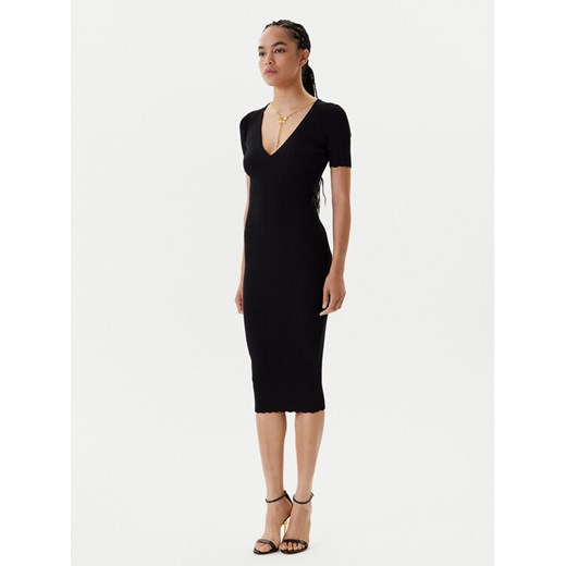 Elisabetta Franchi Sukienka dzianinowa AM-53S-51E2 Czarny Slim Fit ze sklepu MODIVO w kategorii Sukienki - zdjęcie 184003133