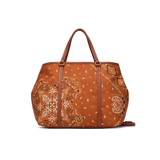 PINKO Torebka Shopper Classic PE 25 PLTT 104899 A2AS Brązowy ze sklepu MODIVO w kategorii Torebki damskie - zdjęcie 184003151