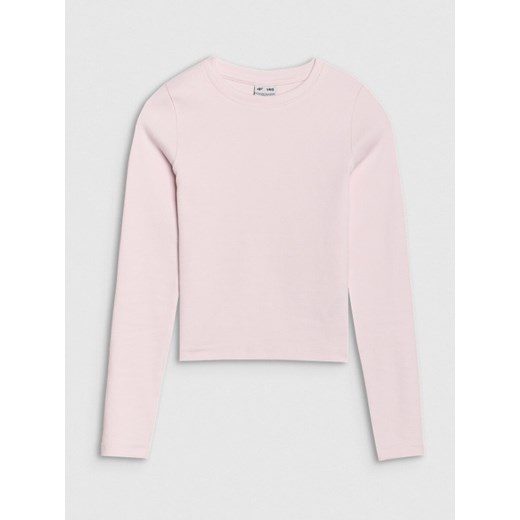 Dziewczęcy longsleeve basic 4F 4FJRSS25TLONF505 - beżowy ze sklepu Sportstylestory.com w kategorii Bluzki dziewczęce - zdjęcie 184004554
