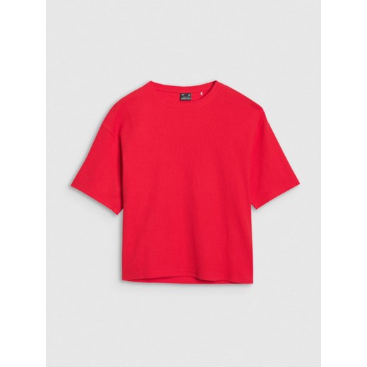 Damski t-shirt basic 4F 4FRSS25TTSHF2651 - czerwony ze sklepu Sportstylestory.com w kategorii Bluzki damskie - zdjęcie 184004660