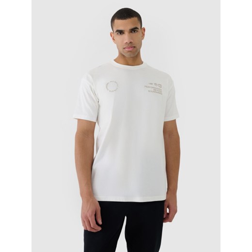 Męski t-shirt oversize z nadrukiem 4F 4FRSS25TTSHM2691 - beżowy ze sklepu Sportstylestory.com w kategorii T-shirty męskie - zdjęcie 184004683