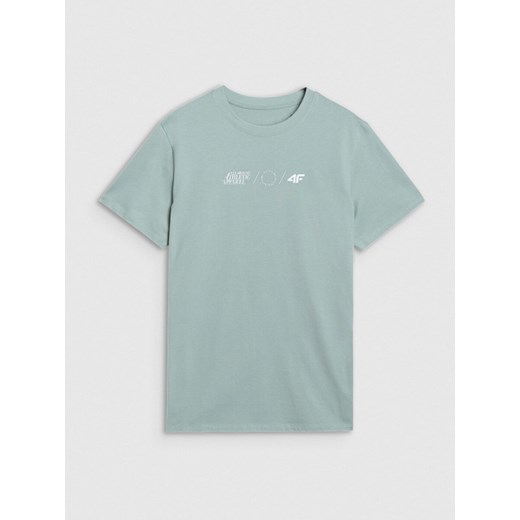 Męski t-shirt z nadrukiem 4F 4FRSS25TTSHM2847 - miętowy ze sklepu Sportstylestory.com w kategorii T-shirty męskie - zdjęcie 184005061