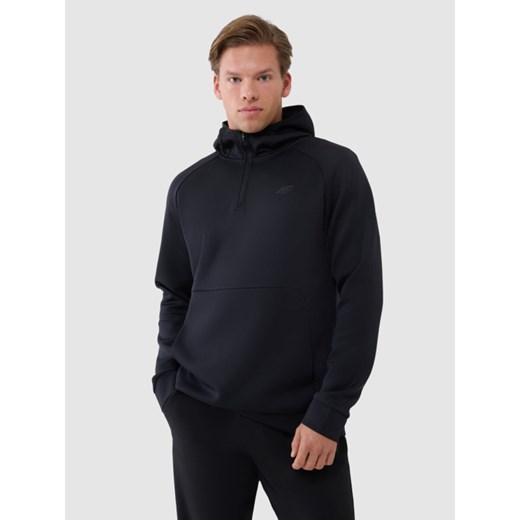Męska bluza treningowa z kapturem 4F 4FWSS25TFSWM457 - czarna ze sklepu Sportstylestory.com w kategorii Bluzy męskie - zdjęcie 184005112