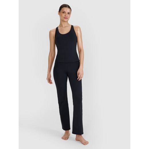 Damskie legginsy do jogi z rozszerzanymi nogawkami 4F 4FWSS25TFTIF324 - czarne ze sklepu Sportstylestory.com w kategorii Spodnie damskie - zdjęcie 184005174