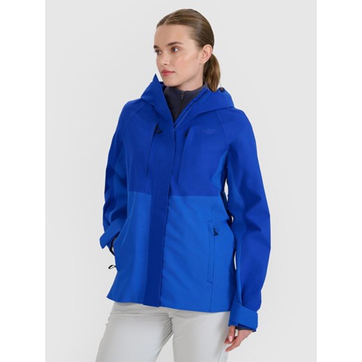 Damska kurtka trekkingowa 4F 4FWSS25TTJAF710 - niebieska ze sklepu Sportstylestory.com w kategorii Kurtki damskie - zdjęcie 184005293