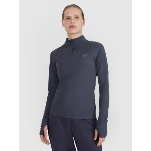 Damski longsleeve do biegania 4F 4FWSS25TFLOF329 - granatowy ze sklepu Sportstylestory.com w kategorii Bluzki damskie - zdjęcie 184005433