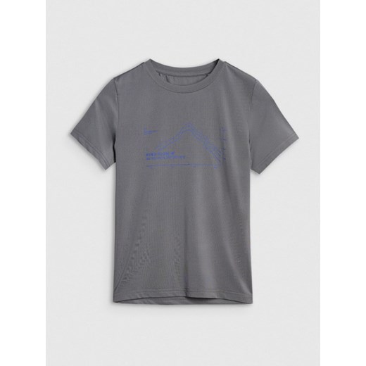 Chłopięcy t-shirt trekkingowy 4F 4FJWSS25TFTSM1212 - szary ze sklepu Sportstylestory.com w kategorii T-shirty chłopięce - zdjęcie 184005461