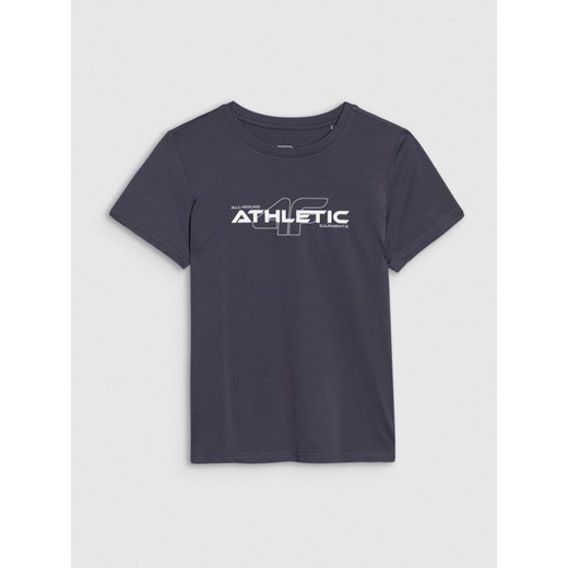 Chłopięcy t-shirt treningowy 4F 4FJWSS25TFTSM1209 - szary ze sklepu Sportstylestory.com w kategorii T-shirty chłopięce - zdjęcie 184005473