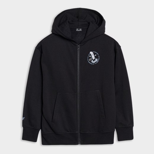 Chłopięca bluza dresowa rozpinana z kapturem 4F 4FJRSS25TSWSM2042 - czarna ze sklepu Sportstylestory.com w kategorii Bluzy chłopięce - zdjęcie 184005541