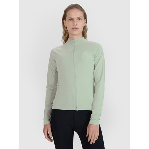 Damski longsleeve rowerowy 4F 4FWSS25TFLOF343 - zielony ze sklepu Sportstylestory.com w kategorii Bluzki damskie - zdjęcie 184005570