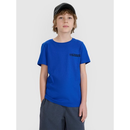 Chłopięcy t-shirt z nadrukiem 4F 4FJWSS25TTSHM1881 - niebieski ze sklepu Sportstylestory.com w kategorii T-shirty chłopięce - zdjęcie 184006002