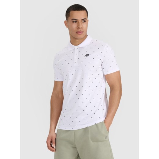Męska koszulka polo z nadrukiem 4F 4FRSS25TPTSM634 - biała ze sklepu Sportstylestory.com w kategorii T-shirty męskie - zdjęcie 184006093