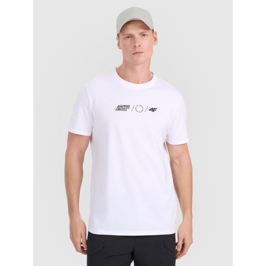 Męski t-shirt z nadrukiem 4F 4FRSS25TTSHM2847 - biały ze sklepu Sportstylestory.com w kategorii T-shirty męskie - zdjęcie 184006632