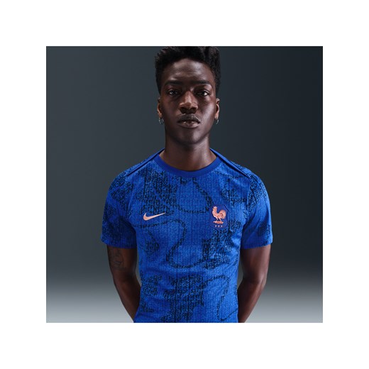 Męska przedmeczowa koszulka piłkarska z krótkim rękawem Nike Dri-FIT FFF Academy Pro - Niebieski ze sklepu Nike poland w kategorii T-shirty męskie - zdjęcie 184006970