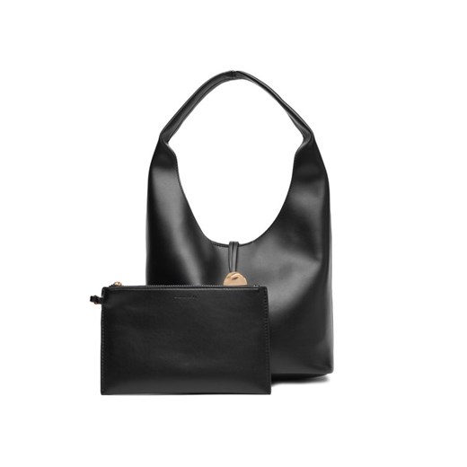 Torebka Calvin Klein Jeans Stone Lock Slouchy Small Shoulde LV04K3176G Czarny ze sklepu eobuwie.pl w kategorii Torebki damskie - zdjęcie 184007473