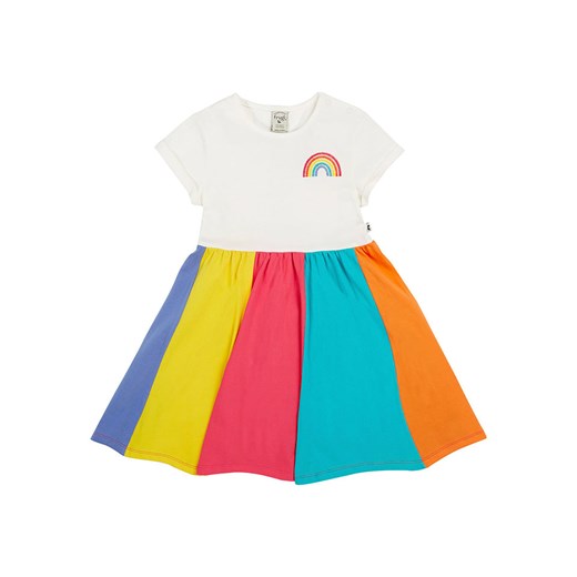 Frugi Sukienka &quot;Rainbow&quot; w kolorze białym ze wzorem ze sklepu Limango Polska w kategorii Sukienki dziewczęce - zdjęcie 184009514