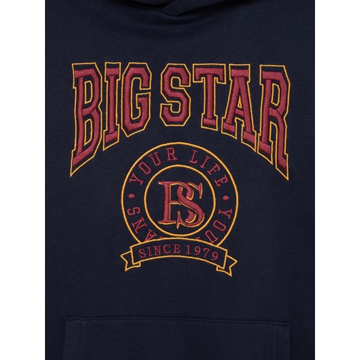 Bluza chłopięca z kapturem z haftem granatowa Liron 403 ze sklepu Big Star w kategorii Bluzy chłopięce - zdjęcie 184010202