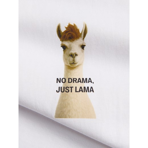 Reserved - T-shirt regular z nadrukiem - biały Reserved XL Reserved