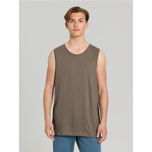 Sinsay - Bawełniany tank top basic - brązowy ze sklepu Sinsay w kategorii T-shirty męskie - zdjęcie 184011262