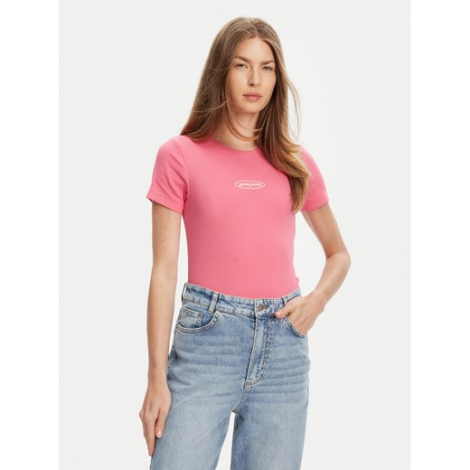 Guess Jeans T-Shirt W5YP37 KA0H1 Różowy Slim Fit ze sklepu MODIVO w kategorii Bluzki damskie - zdjęcie 184012074