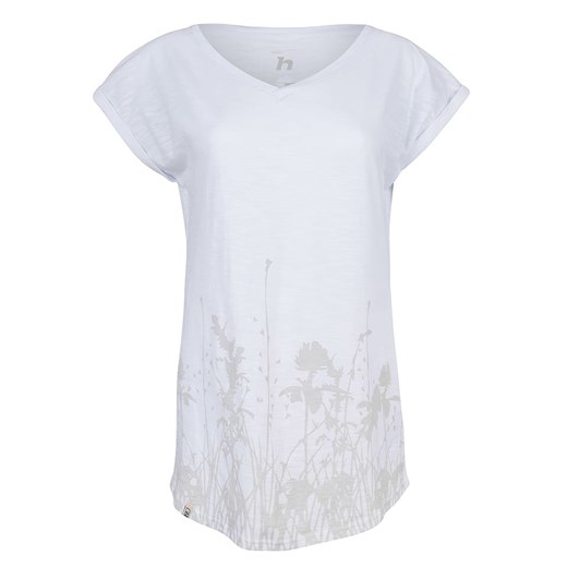 Bluzka damska biała Hannah na wiosnę z krótkimi rękawami z okrągłym dekoltem 