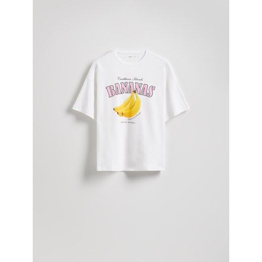 Reserved - T-shirt z nadrukiem - biały ze sklepu Reserved w kategorii Bluzki damskie - zdjęcie 184014493