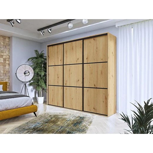 Szafa przesuwna dąb artisan + czarne szprosy N8-D54 Elior One Size wyprzedaż Edinos.pl