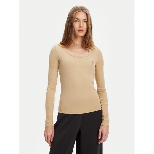 Guess Bluzka V4BP07 K8RT2 Beżowy Regular Fit ze sklepu MODIVO w kategorii Bluzki damskie - zdjęcie 184016162