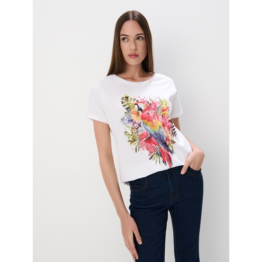 Mohito - T-shirt z nadrukiem - biały ze sklepu Mohito w kategorii Bluzki damskie - zdjęcie 184017484