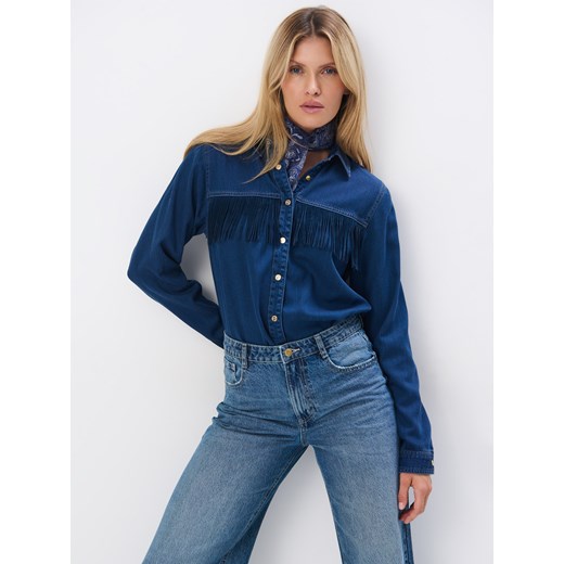 Mohito - Jeansowa koszula - niebieski Mohito 32 wyprzedaż Mohito