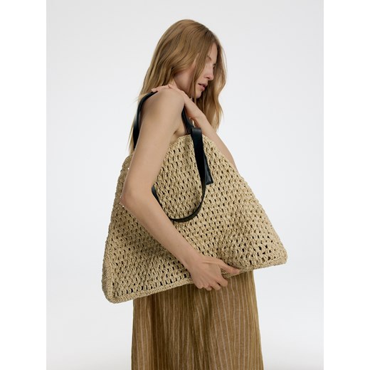 Reserved - Pleciona torebka shopper - złamana biel ze sklepu Reserved w kategorii Torby letnie - zdjęcie 184017753