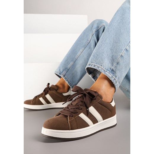 Brązowe Sneakersy Ozdobione Paskami Dolirenna ze sklepu renee.pl w kategorii Buty sportowe damskie - zdjęcie 184018652