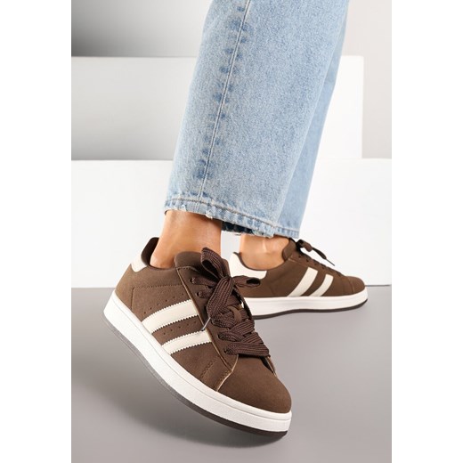Brązowe Sneakersy z Ozdobnymi Paskami Doloreth ze sklepu born2be.pl w kategorii Buty sportowe damskie - zdjęcie 184019060