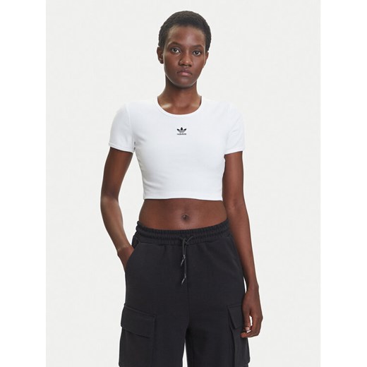 adidas T-Shirt Essentials JC9026 Biały Slim Fit ze sklepu MODIVO w kategorii Bluzki damskie - zdjęcie 184019343