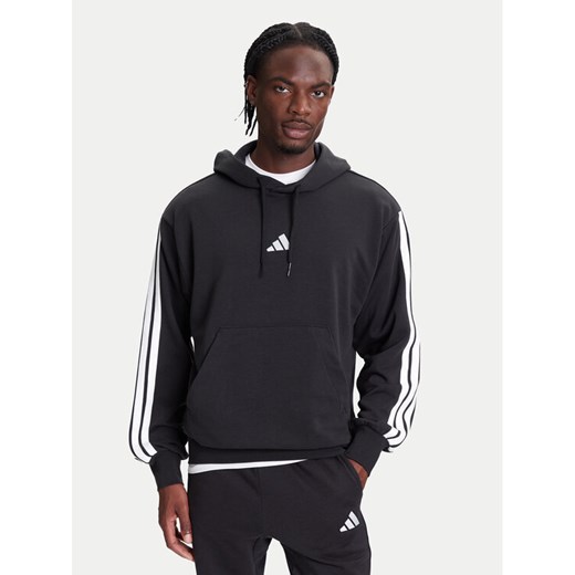 adidas Bluza Essentials 3-Stripes JD1874 Czarny Regular Fit ze sklepu MODIVO w kategorii Bluzy męskie - zdjęcie 184019384