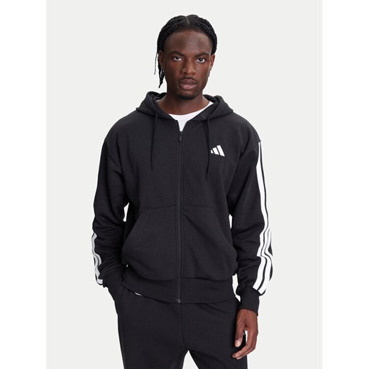 adidas Bluza Essentials 3-Stripes JD1870 Czarny Regular Fit ze sklepu MODIVO w kategorii Bluzy męskie - zdjęcie 184019401
