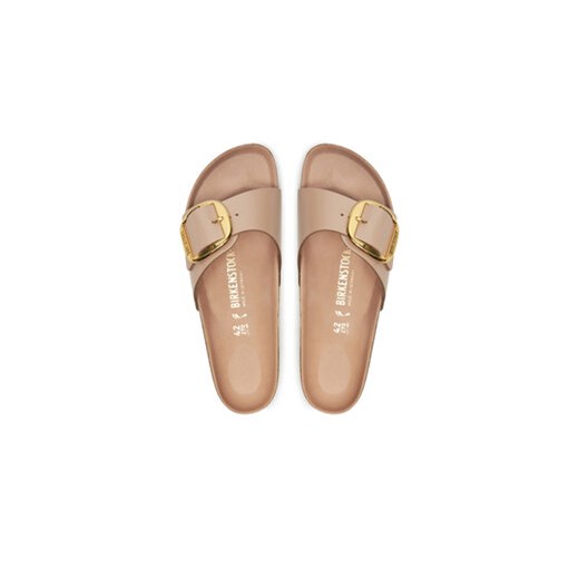Klapki damskie beżowe BIRKENSTOCK bez zapięcia na płaskiej podeszwie