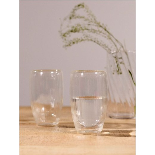 Sinsay - Ryflowane szklanki z podwójnym dnem 2 pack - biały ze sklepu Sinsay w kategorii Szklanki - zdjęcie 184021934