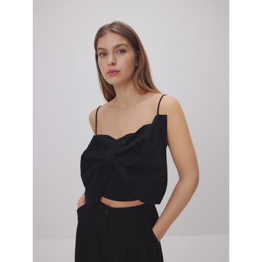Reserved - Top na ramiączkach z kokardą - czarny ze sklepu Reserved w kategorii Bluzki damskie - zdjęcie 184022844